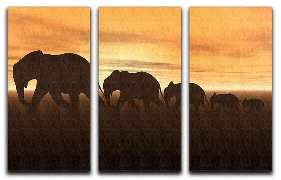 3D render of elephants 3 Split Panel Canvas Print - Canvas Art Rocks - 1