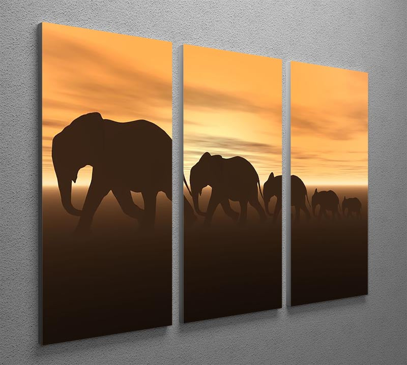 3D render of elephants 3 Split Panel Canvas Print - Canvas Art Rocks - 2