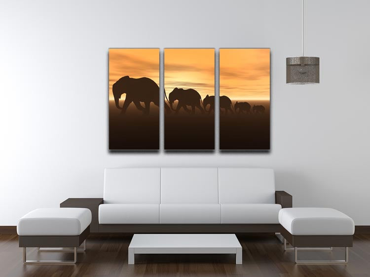 3D render of elephants 3 Split Panel Canvas Print - Canvas Art Rocks - 3