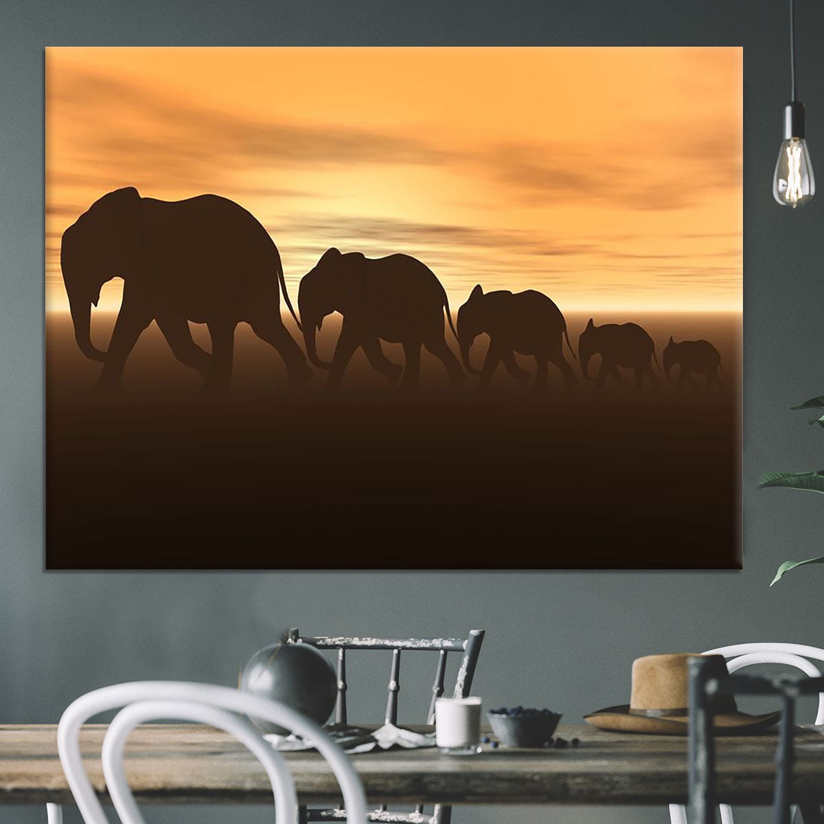 3D render of elephants Canvas Print or Poster - Canvas Art Rocks - 3