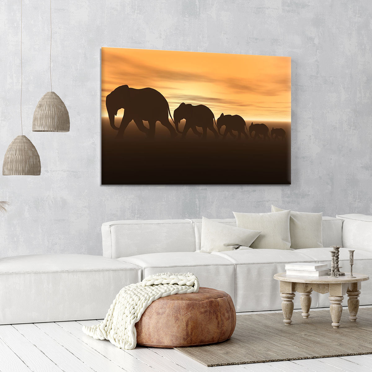 3D render of elephants Canvas Print or Poster - Canvas Art Rocks - 6
