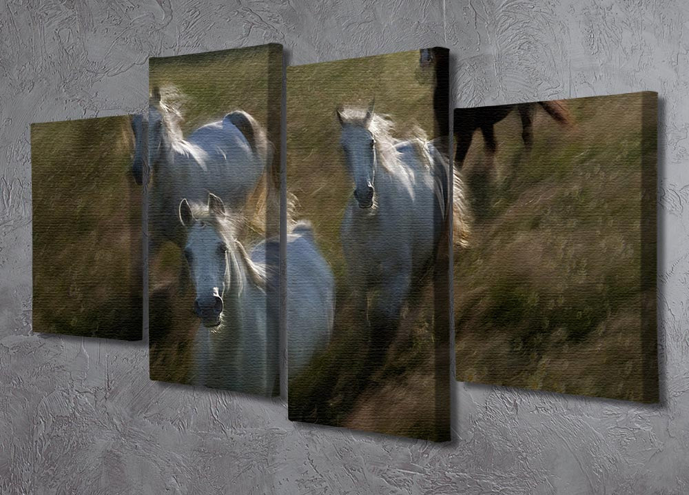 Horses Gallop in 4 Split Panel Canvas - Canvas Art Rocks - 2
