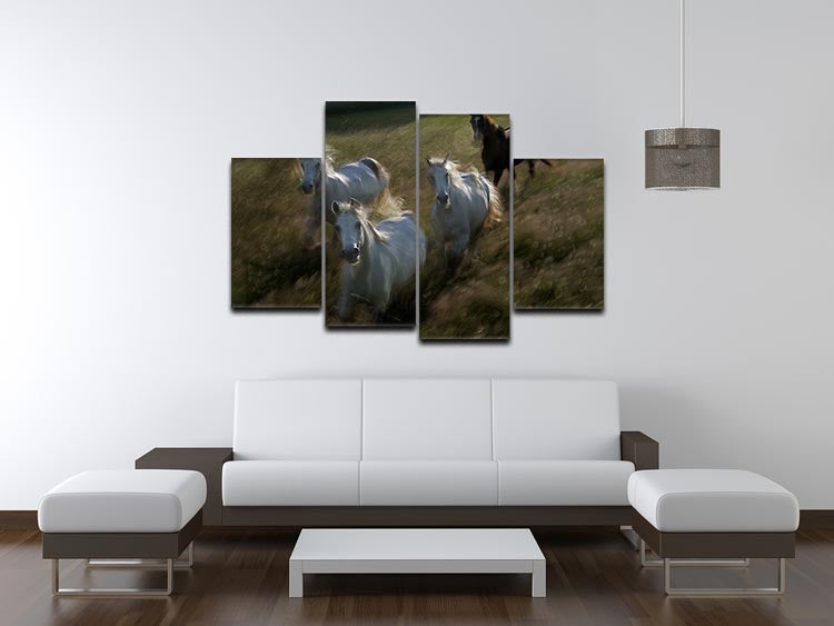 Horses Gallop in 4 Split Panel Canvas - Canvas Art Rocks - 3