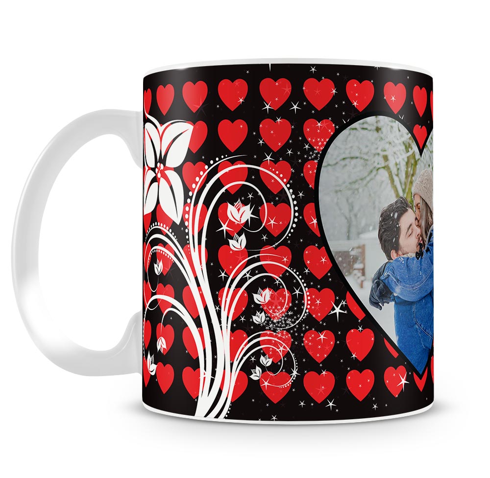Personalised Mug - Black and Red Heart Mug b