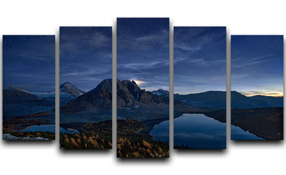 Starry Night At Mount Assiniboine 5 Split Panel Canvas - Canvas Art Rocks - 1