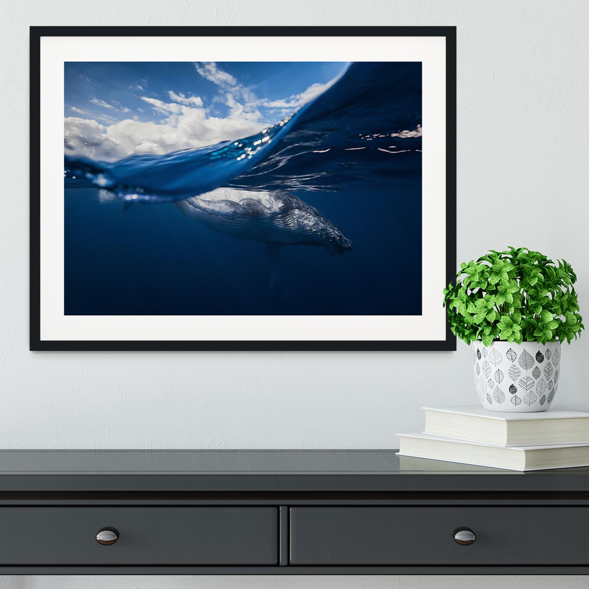 Humpback Whale And The Sky Framed Print - Canvas Art Rocks - 1