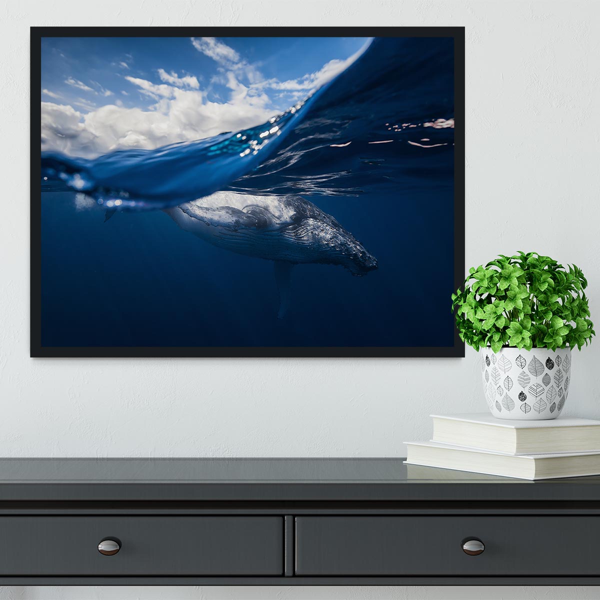Humpback Whale And The Sky Framed Print - Canvas Art Rocks - 2