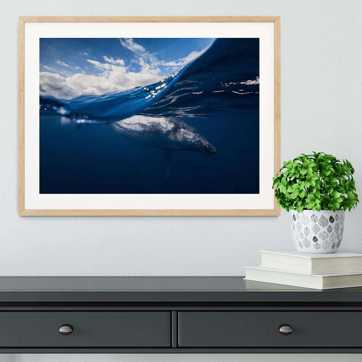 Humpback Whale And The Sky Framed Print - Canvas Art Rocks - 3