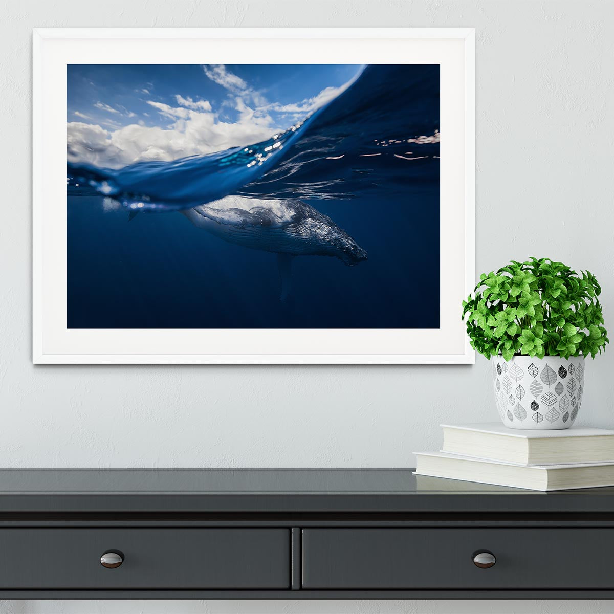 Humpback Whale And The Sky Framed Print - Canvas Art Rocks - 5