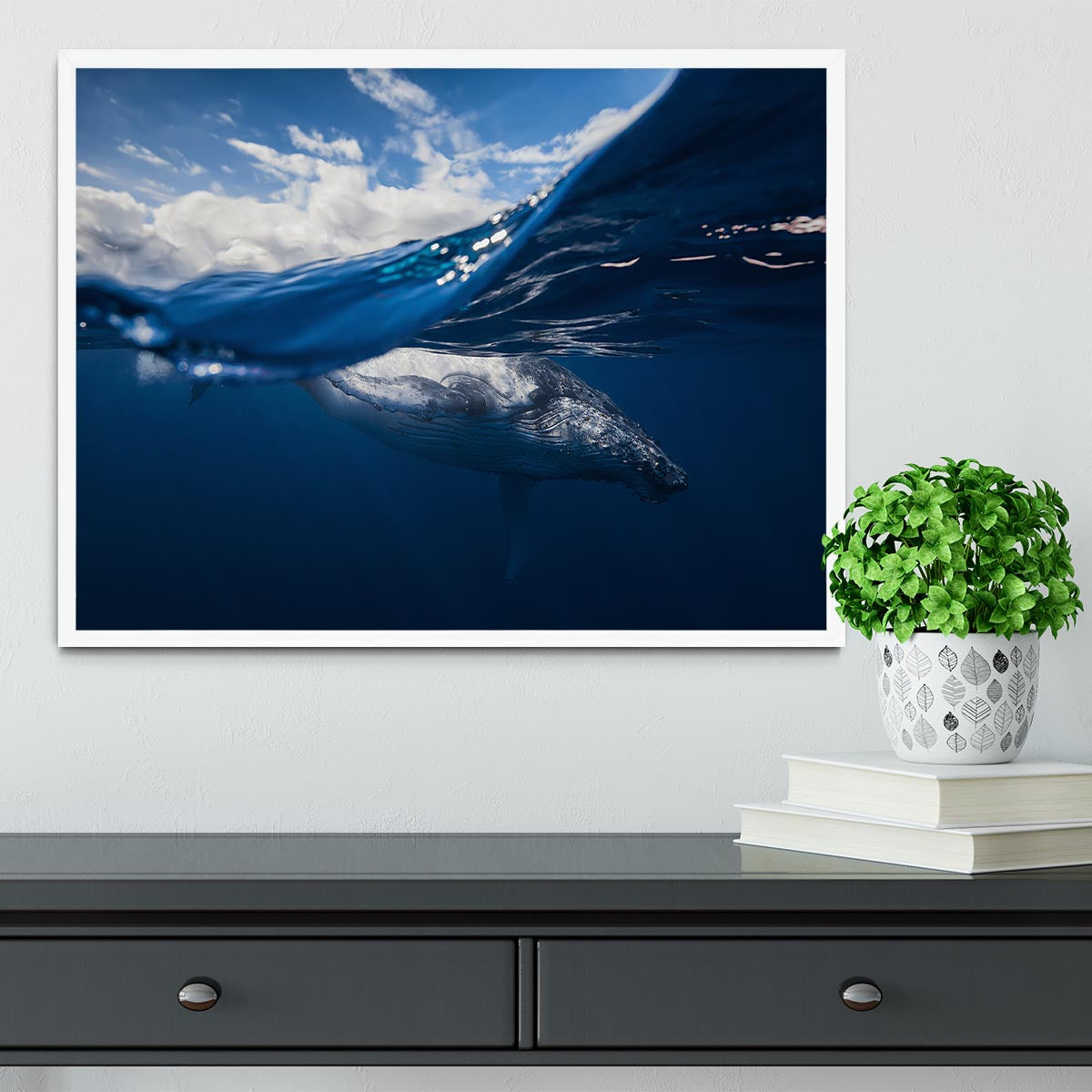 Humpback Whale And The Sky Framed Print - Canvas Art Rocks -6