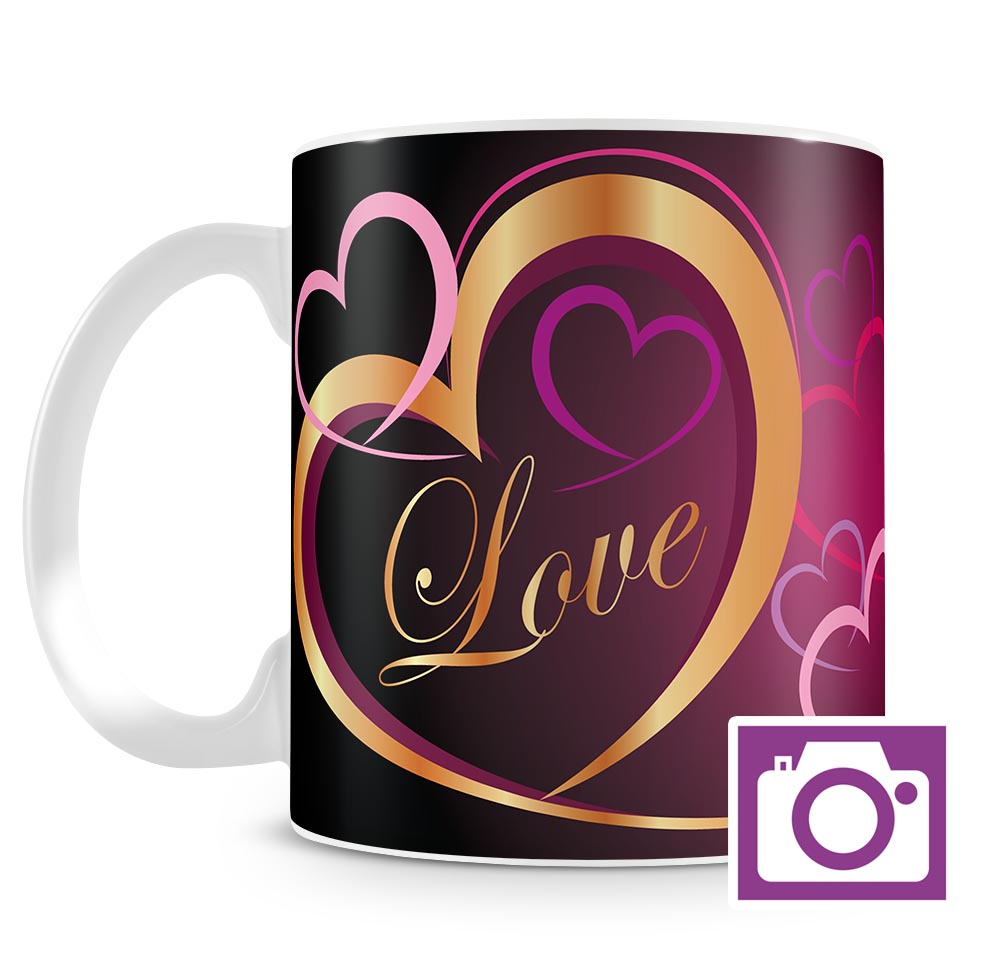 Personalised Mug - Gold Love Heart