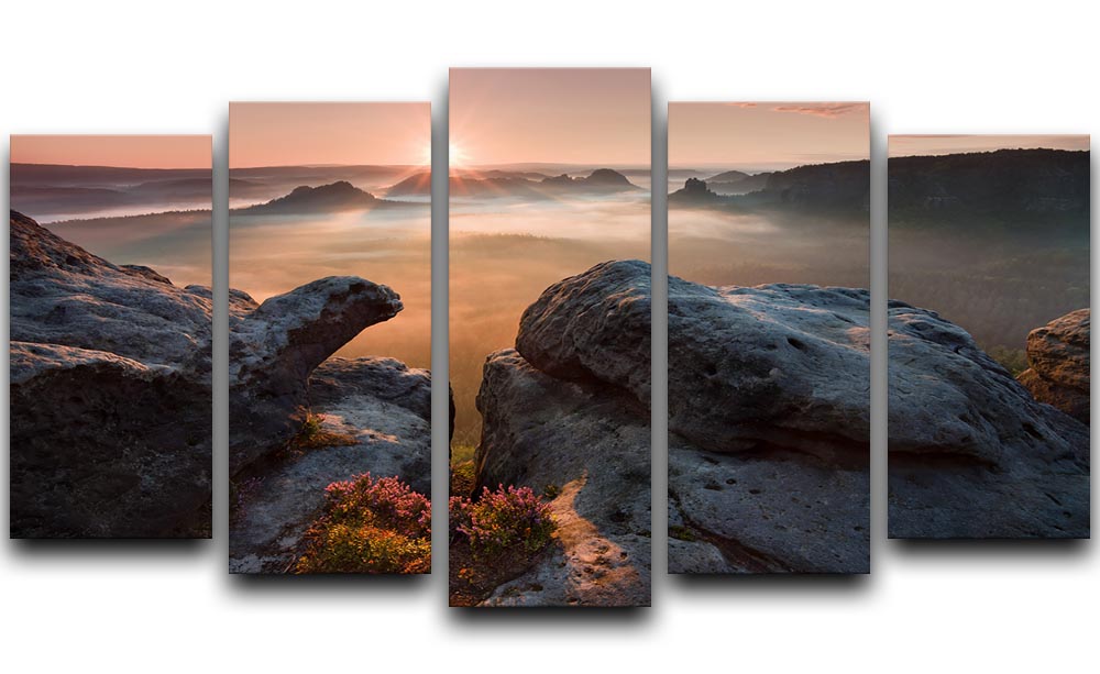 Sunrise On The Rocks 5 Split Panel Canvas - Canvas Art Rocks - 1