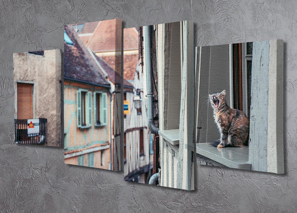 Cat In Window 4 Split Panel Canvas - Canvas Art Rocks - 2
