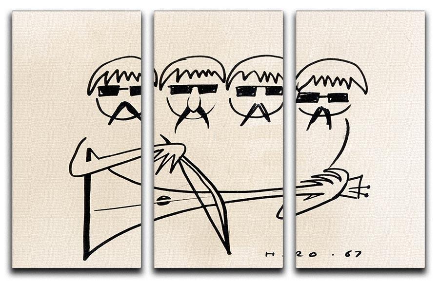 A Beatles Cartoon by Haro 3 Split Panel Canvas Print - Canvas Art Rocks - 1
