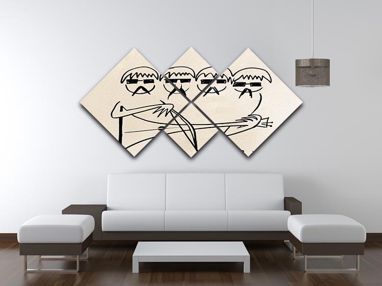 A Beatles Cartoon by Haro 4 Square Multi Panel Canvas - Canvas Art Rocks - 3