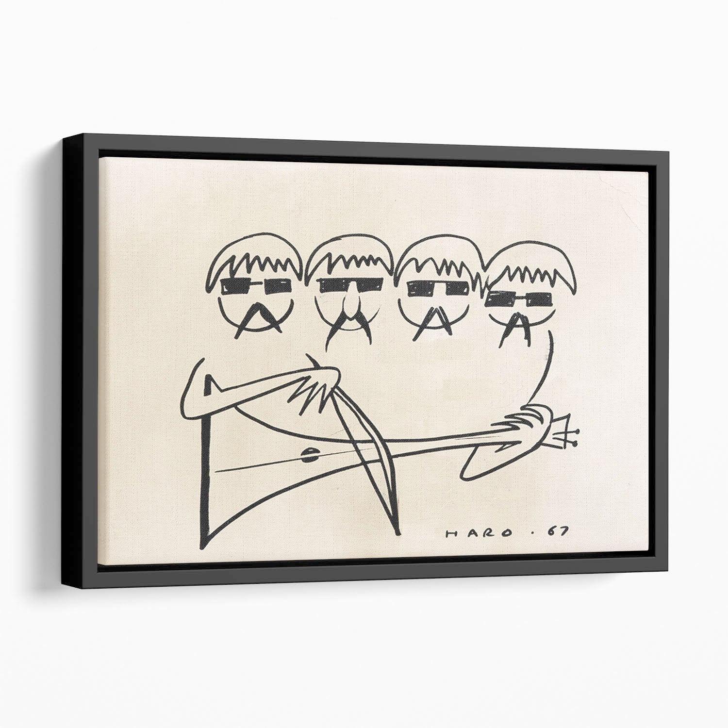 A Beatles Cartoon by Haro Floating Framed Canvas