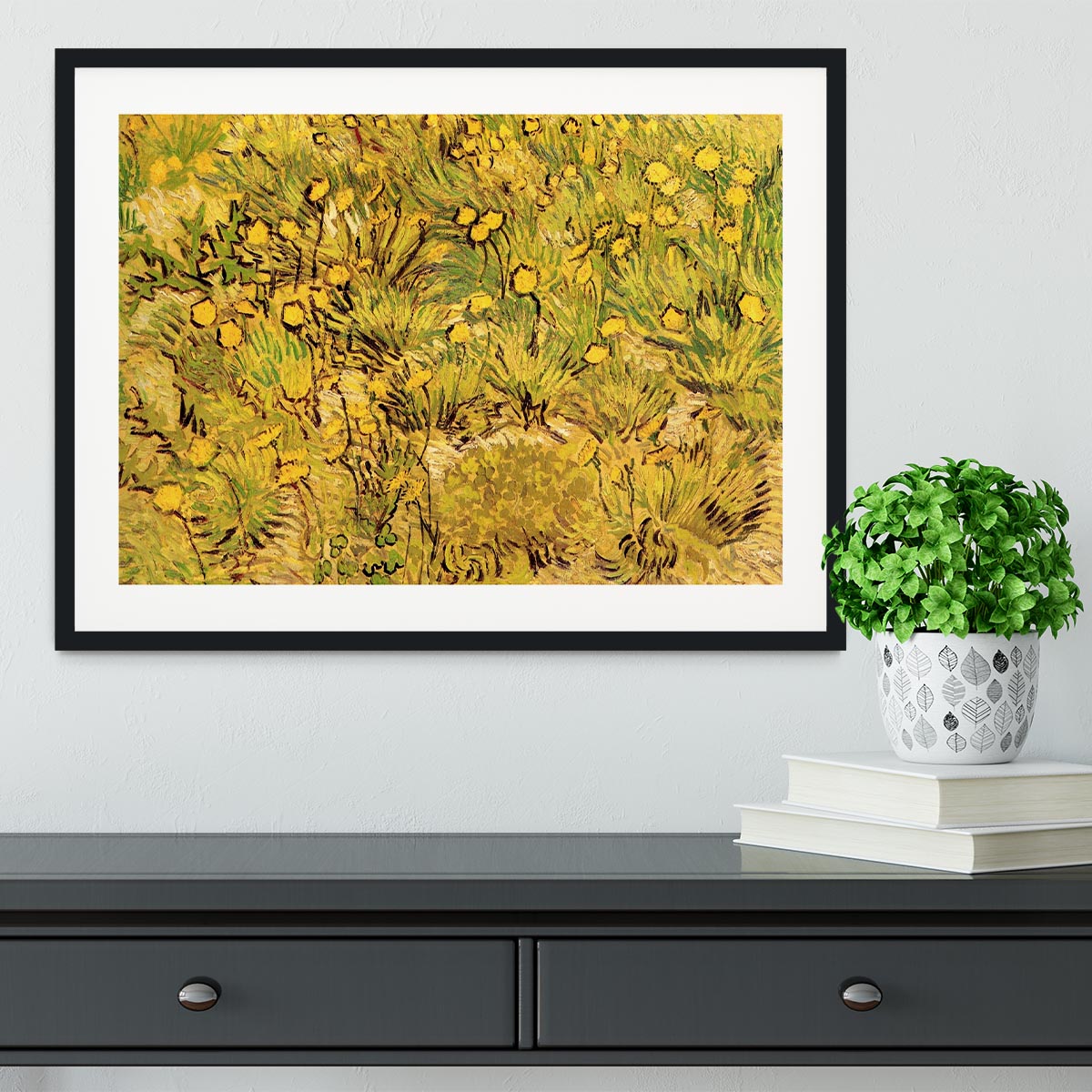 A Field of Yellow Flowers by Van Gogh Framed Print - Canvas Art Rocks - 1
