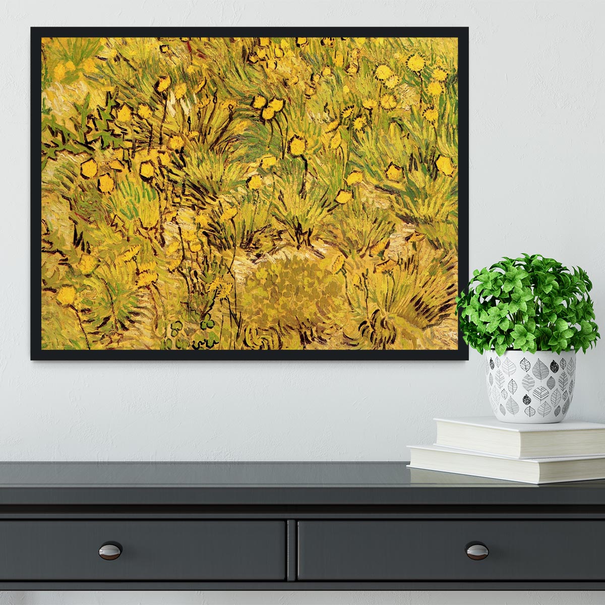 A Field of Yellow Flowers by Van Gogh Framed Print - Canvas Art Rocks - 2