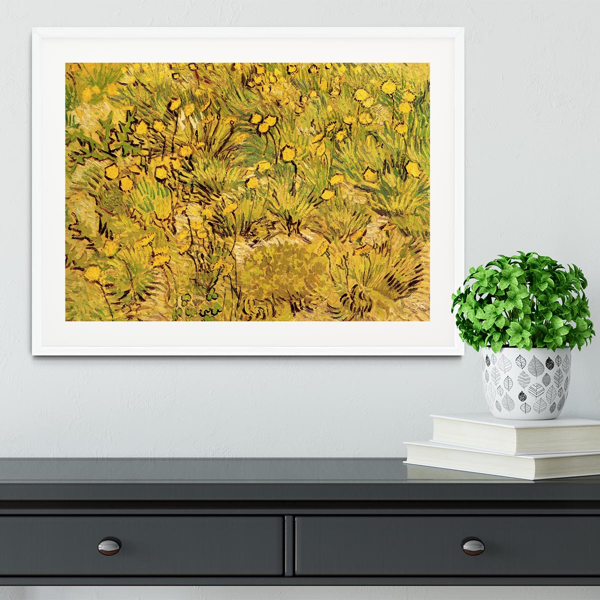 A Field of Yellow Flowers by Van Gogh Framed Print - Canvas Art Rocks - 5