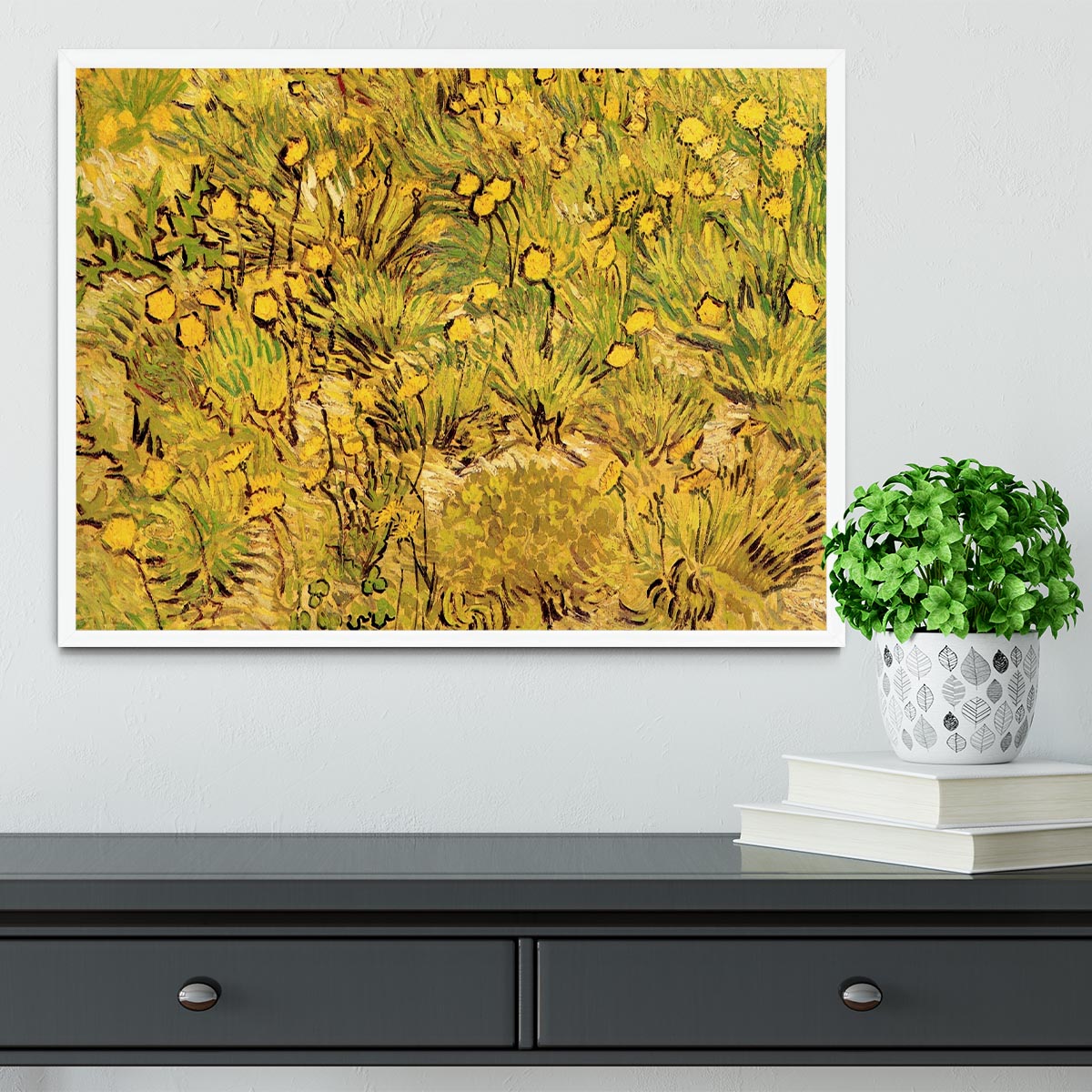A Field of Yellow Flowers by Van Gogh Framed Print - Canvas Art Rocks -6
