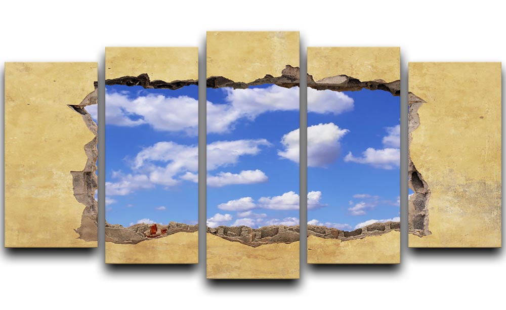 A Hole in a Wall with Blue Sky 5 Split Panel Canvas - Canvas Art Rocks - 1