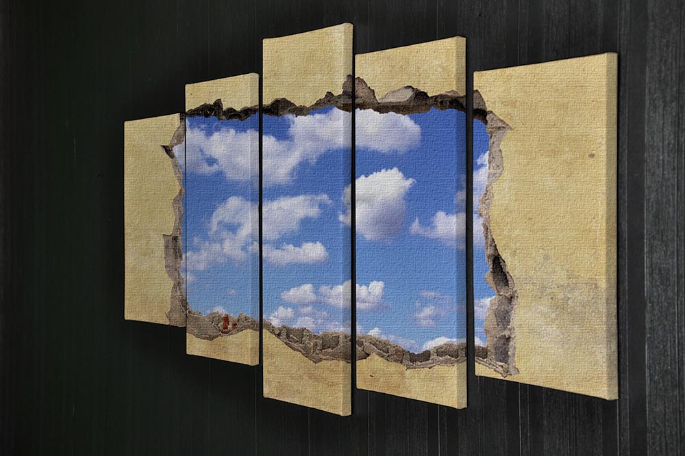 A Hole in a Wall with Blue Sky 5 Split Panel Canvas - Canvas Art Rocks - 2