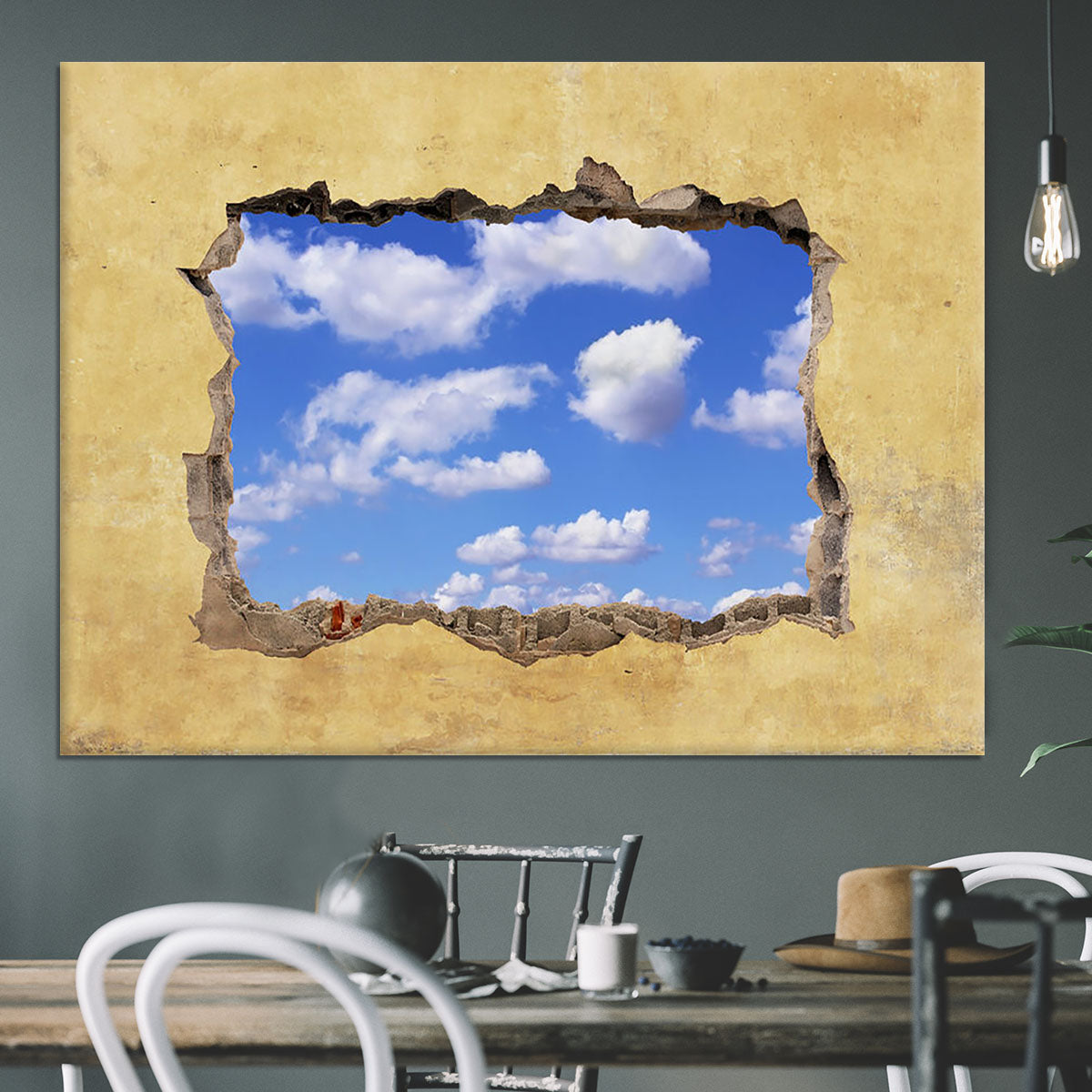 A Hole in a Wall with Blue Sky Canvas Print or Poster - Canvas Art Rocks - 3