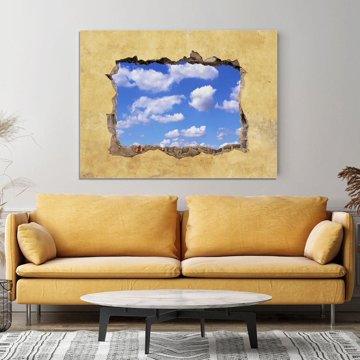 A Hole in a Wall with Blue Sky Canvas Print or Poster - Canvas Art Rocks - 4