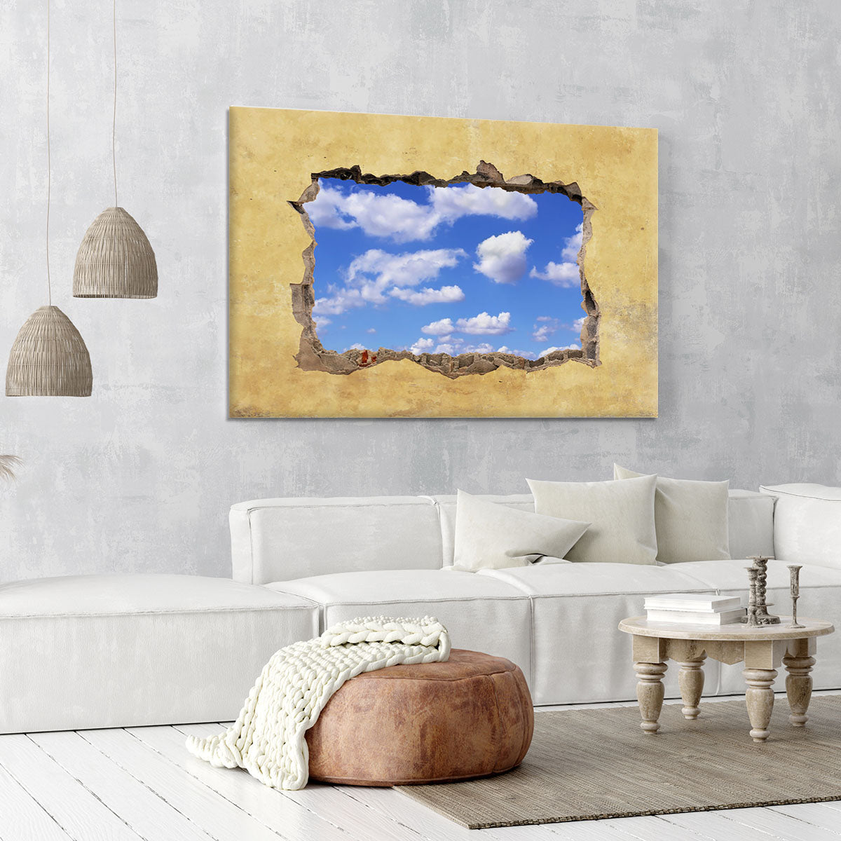 A Hole in a Wall with Blue Sky Canvas Print or Poster - Canvas Art Rocks - 6