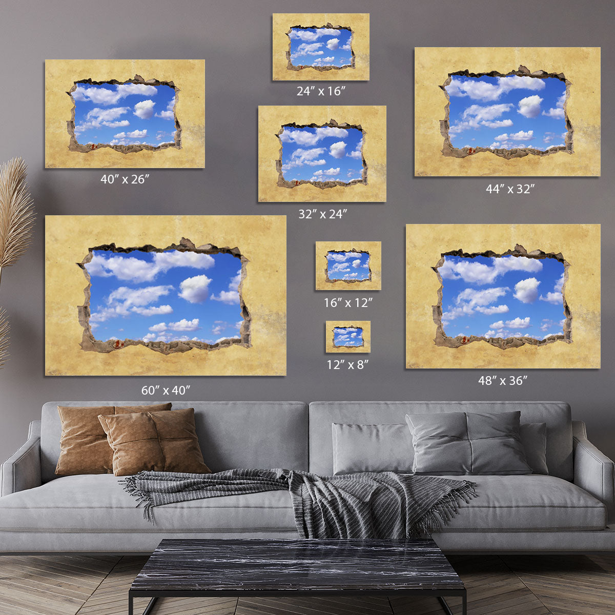 A Hole in a Wall with Blue Sky Canvas Print or Poster - Canvas Art Rocks - 7
