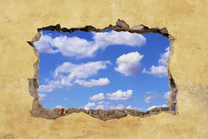A Hole in a Wall with Blue Sky Wall Mural Wallpaper - Canvas Art Rocks - 1