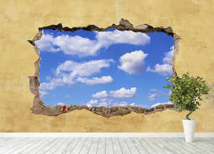 A Hole in a Wall with Blue Sky Wall Mural Wallpaper - Canvas Art Rocks - 4