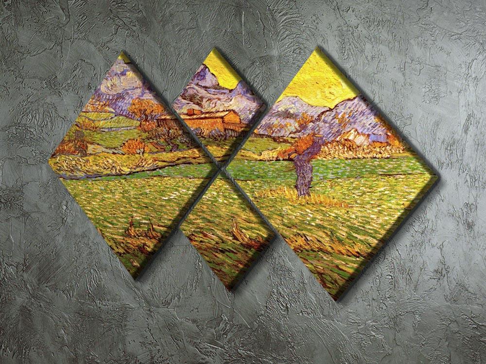 A Meadow in the Mountains Le Mas de Saint-Paul by Van Gogh 4 Square Multi Panel Canvas - Canvas Art Rocks - 2