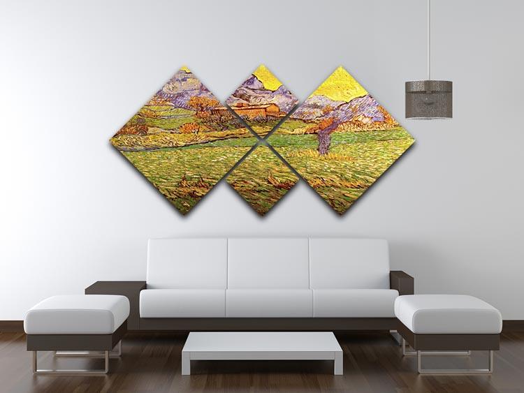 A Meadow in the Mountains Le Mas de Saint-Paul by Van Gogh 4 Square Multi Panel Canvas - Canvas Art Rocks - 3