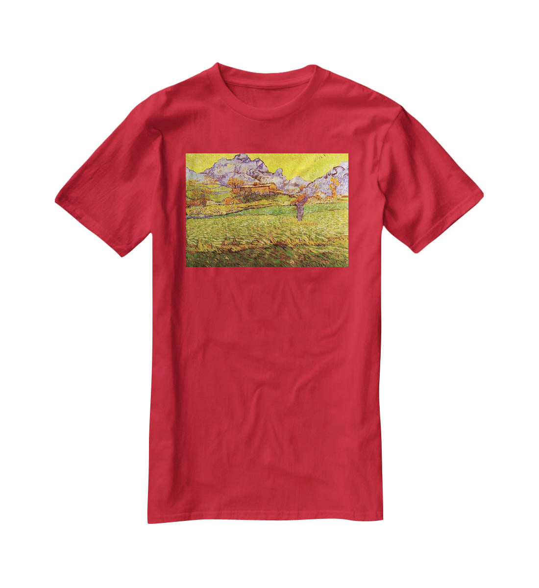 A Meadow in the Mountains Le Mas de Saint-Paul by Van Gogh T-Shirt - Canvas Art Rocks - 4