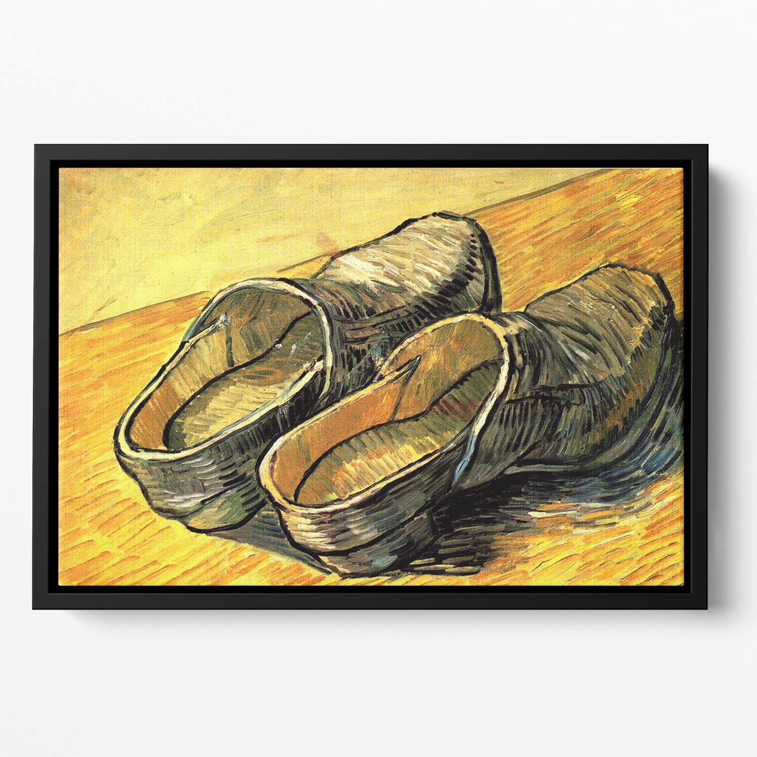 A Pair of Leather Clogs by Van Gogh Floating Framed Canvas