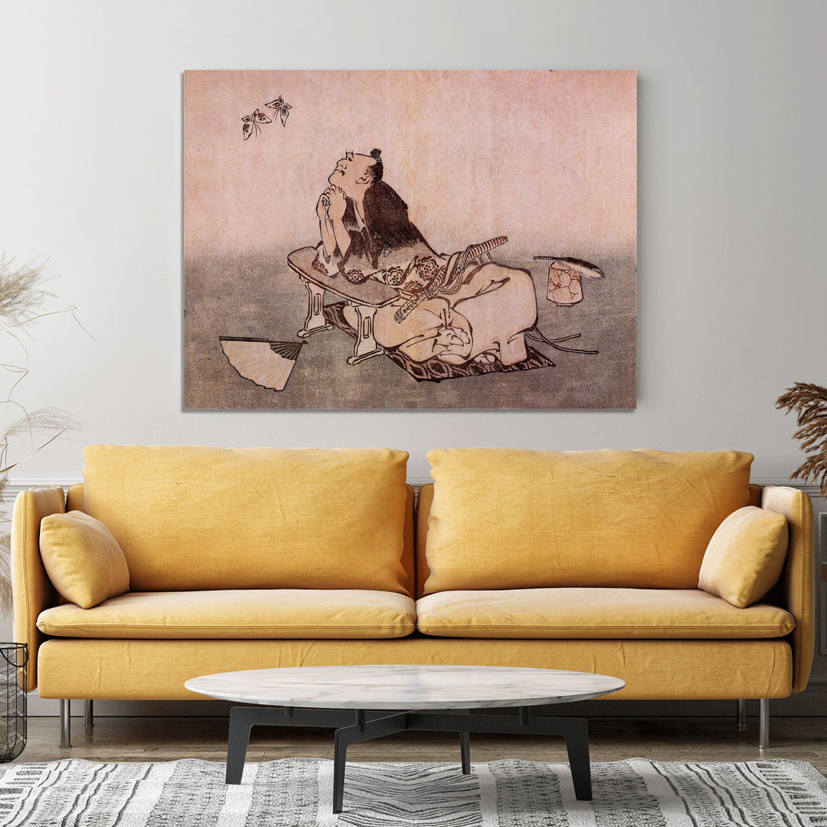 A Philospher looking at two butterflies by Hokusai Canvas Print or Poster - Canvas Art Rocks - 4