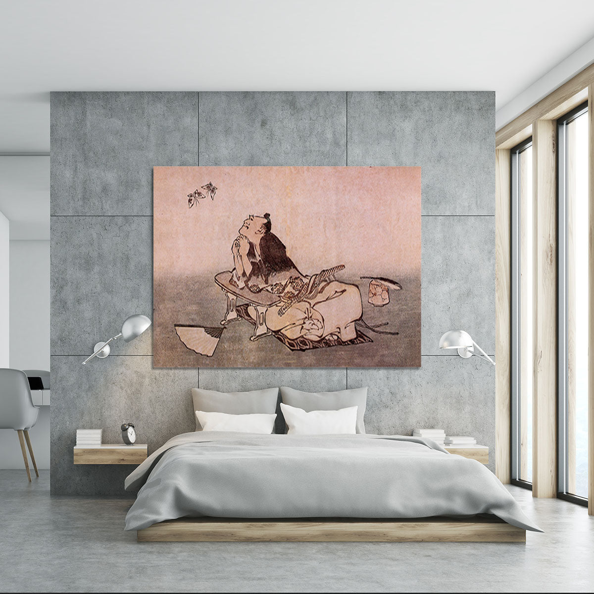 A Philospher looking at two butterflies by Hokusai Canvas Print or Poster - Canvas Art Rocks - 5