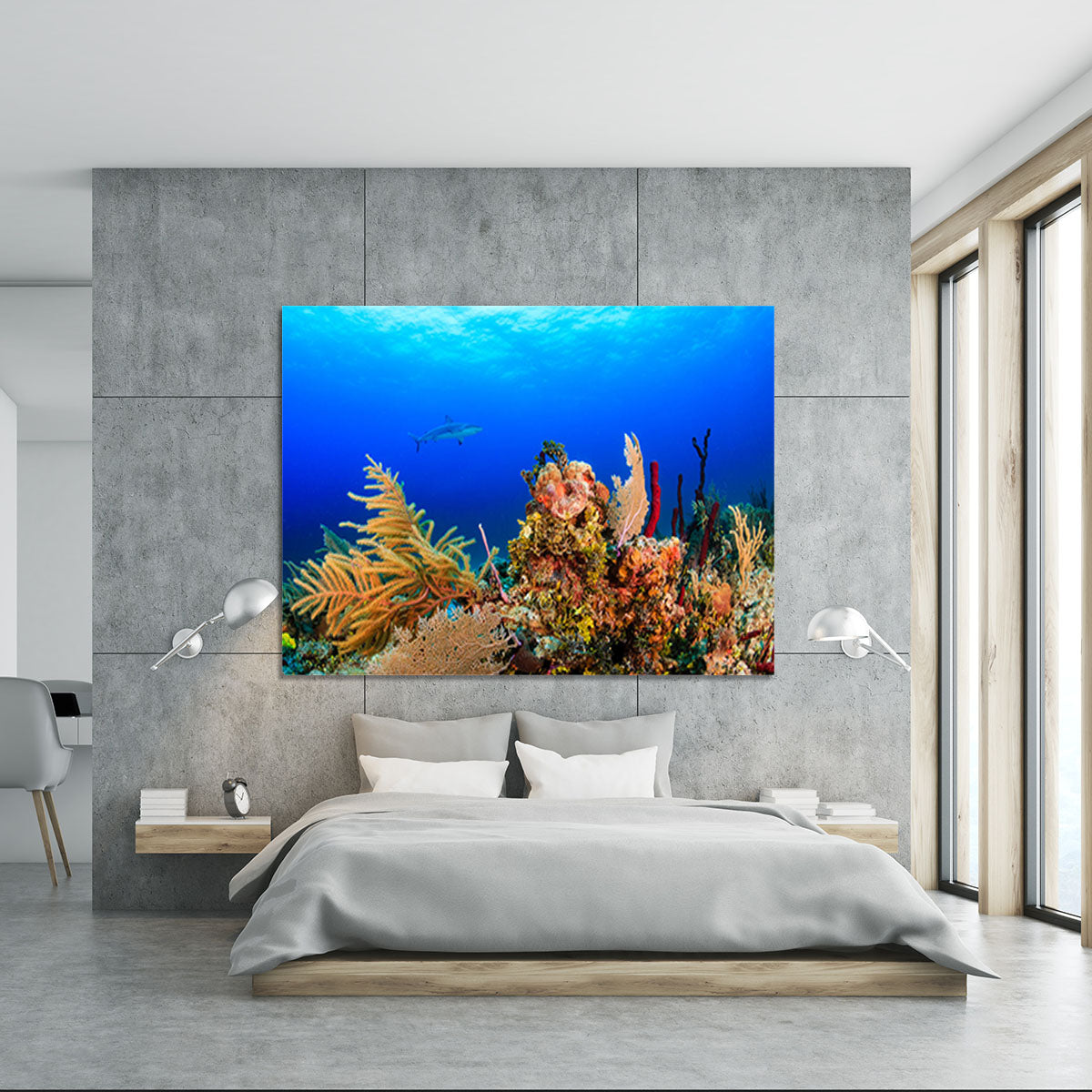 A Reef shark swimming on a tropical coral reef Canvas Print or Poster - Canvas Art Rocks - 5