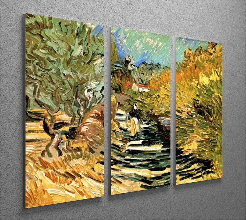 A Road at Saint-Remy with Female Figure by Van Gogh 3 Split Panel Canvas Print - Canvas Art Rocks - 4