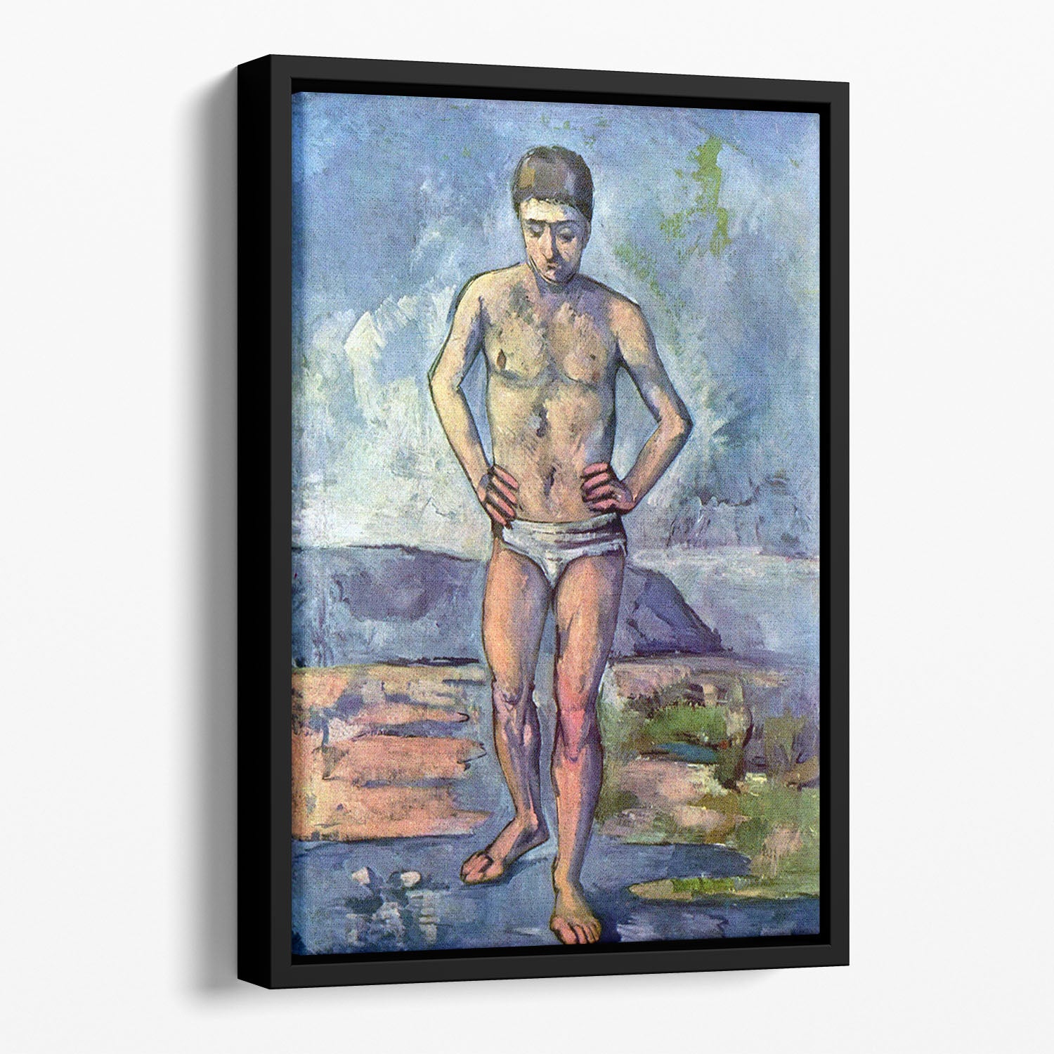 A Swimmer by Cezanne Floating Framed Canvas - Canvas Art Rocks - 1