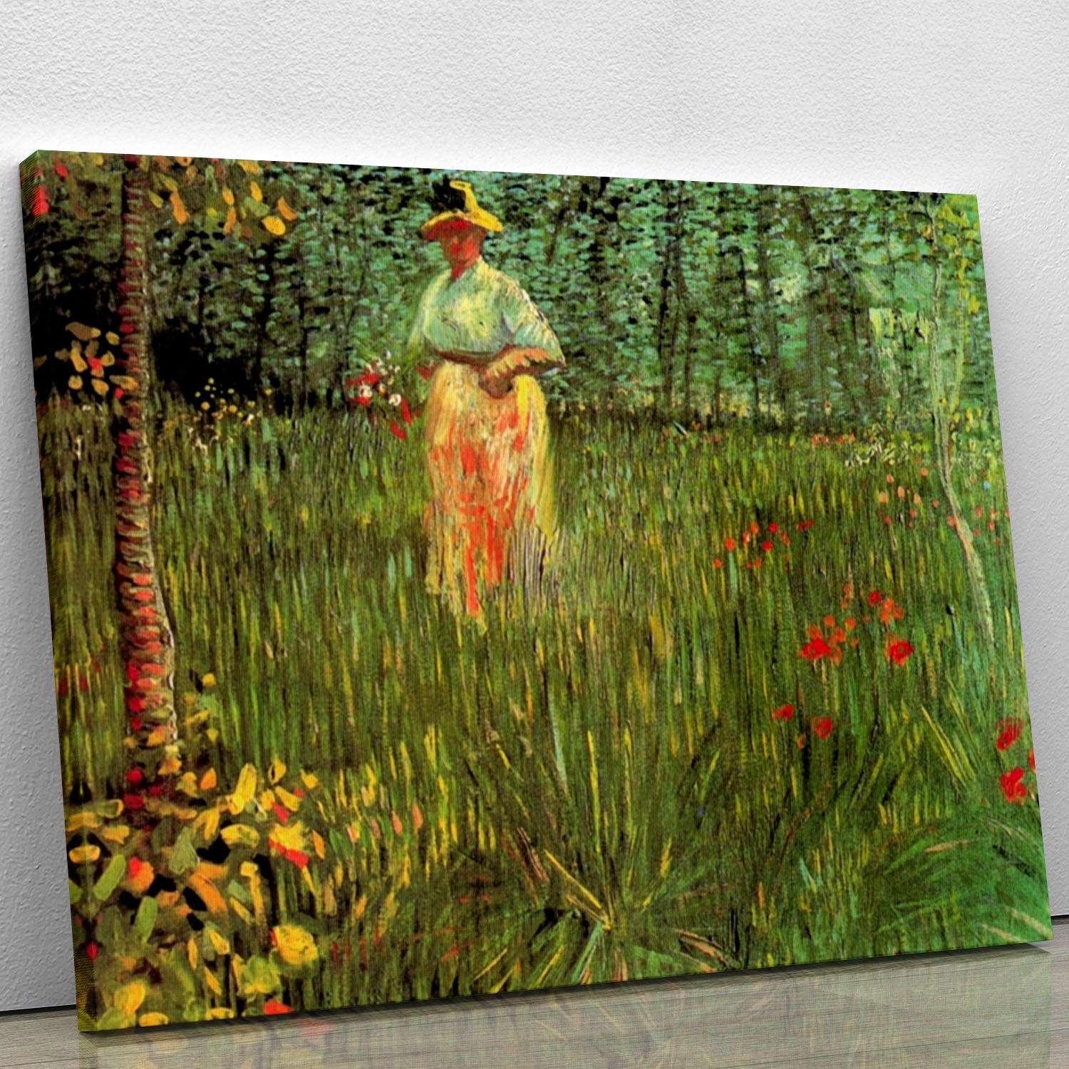 A Woman Walking in a Garden by Van Gogh Canvas Print or Poster - Canvas Art Rocks - 1