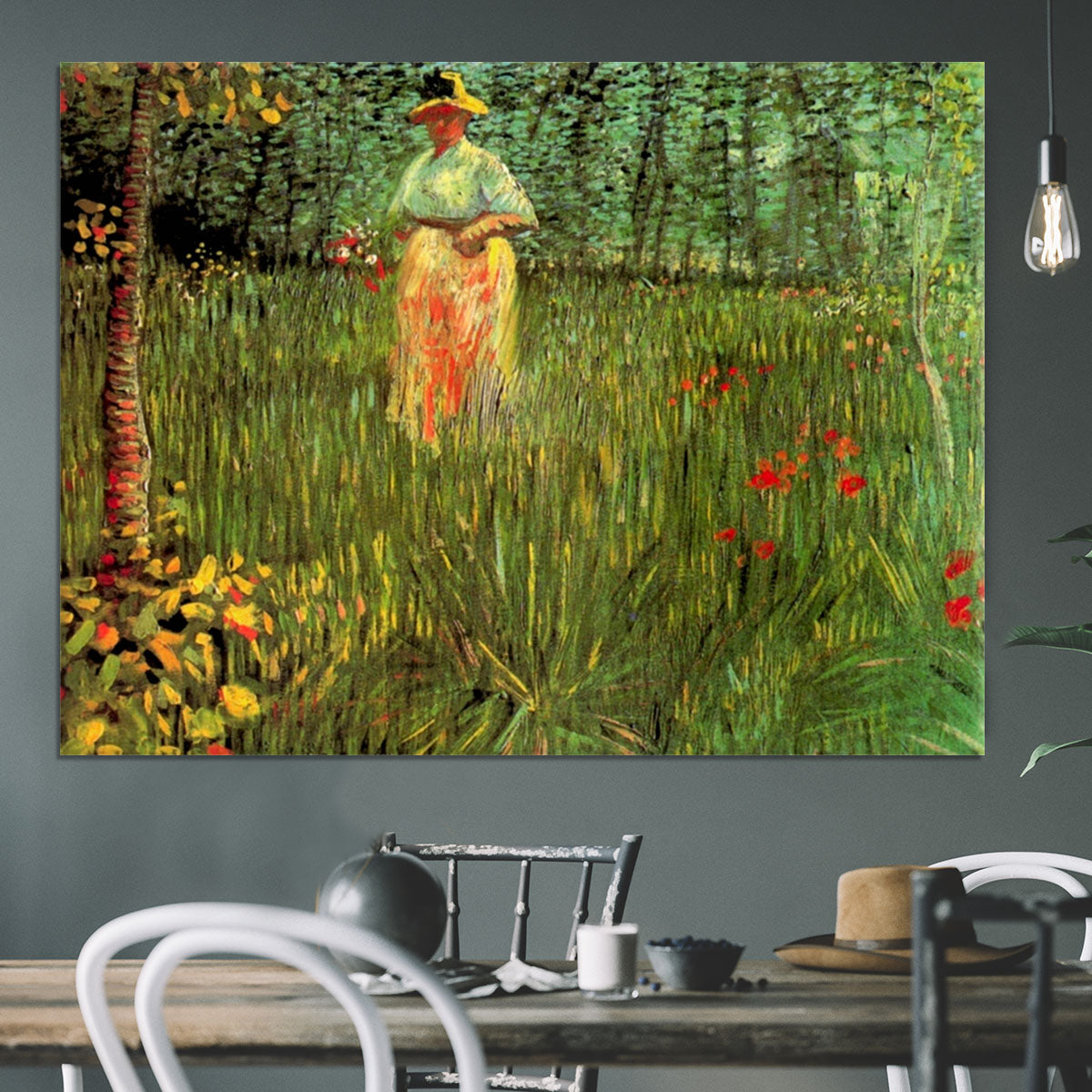 A Woman Walking in a Garden by Van Gogh Canvas Print or Poster - Canvas Art Rocks - 3