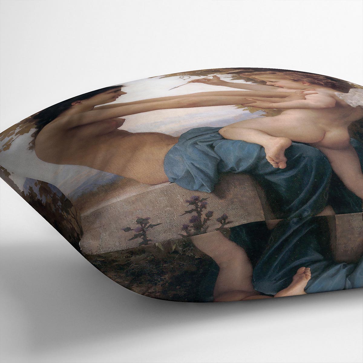 A Young Girl Defending Herself Against Eros By Bouguereau Cushion