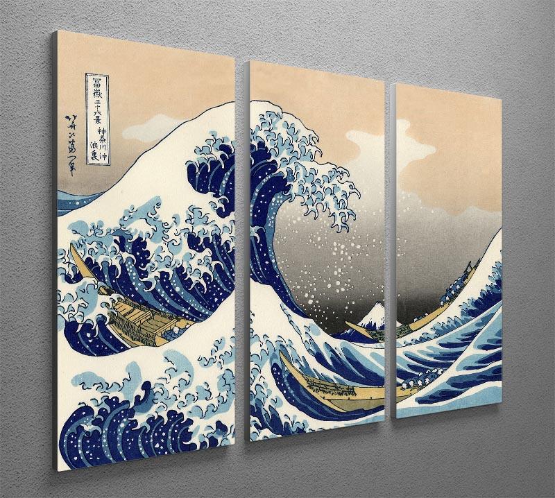 A big wave off Kanagawa by Hokusai 3 Split Panel Canvas Print - Canvas Art Rocks - 2