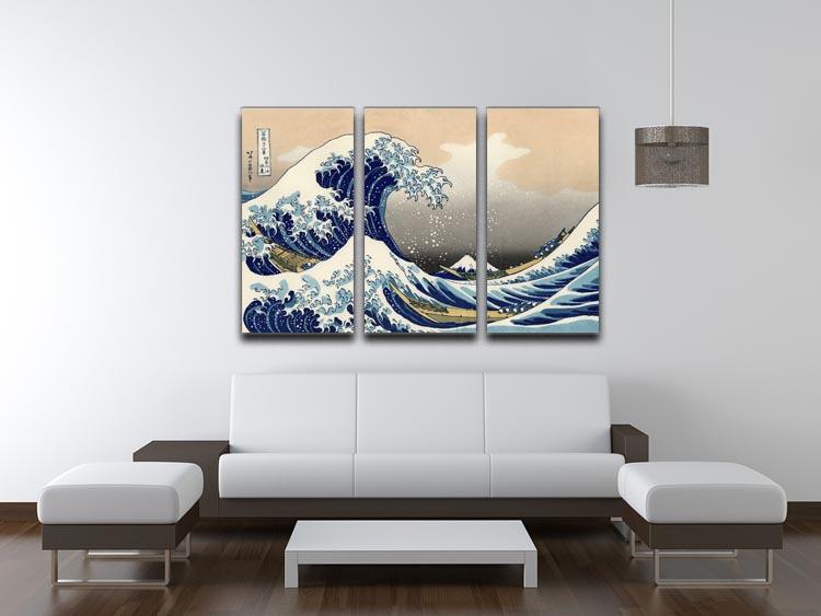 A big wave off Kanagawa by Hokusai 3 Split Panel Canvas Print - Canvas Art Rocks - 3