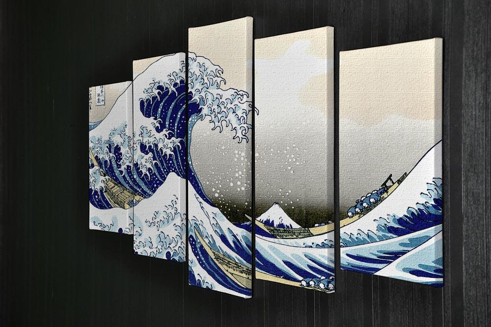A big wave off Kanagawa by Hokusai 5 Split Panel Canvas - Canvas Art Rocks - 2