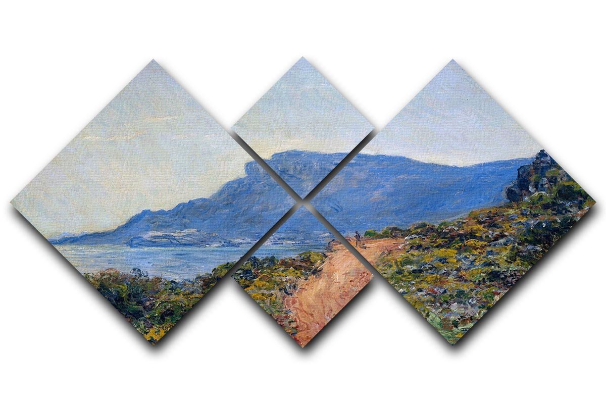 A coastal view with a bay by Monet 4 Square Multi Panel Canvas  - Canvas Art Rocks - 1