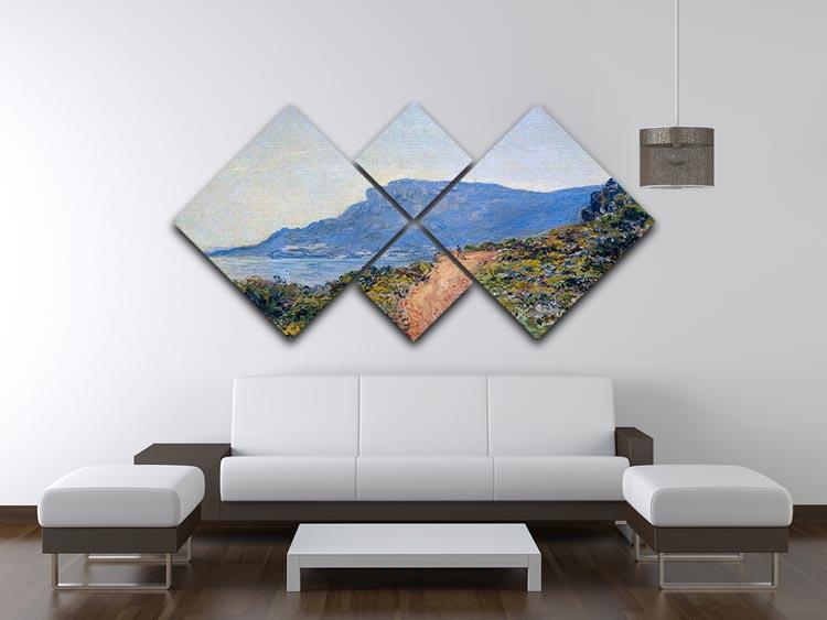 A coastal view with a bay by Monet 4 Square Multi Panel Canvas - Canvas Art Rocks - 3
