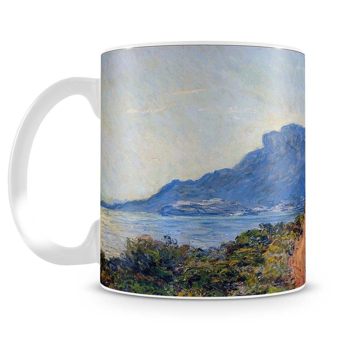 A coastal view with a bay by Monet Mug - Canvas Art Rocks - 4